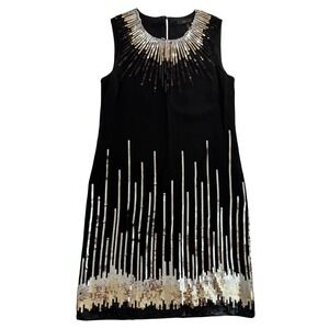 BCBGMAXAZRIA Black Sequin Dress Sleeveless Party Cocktail Women's XS Mobwife